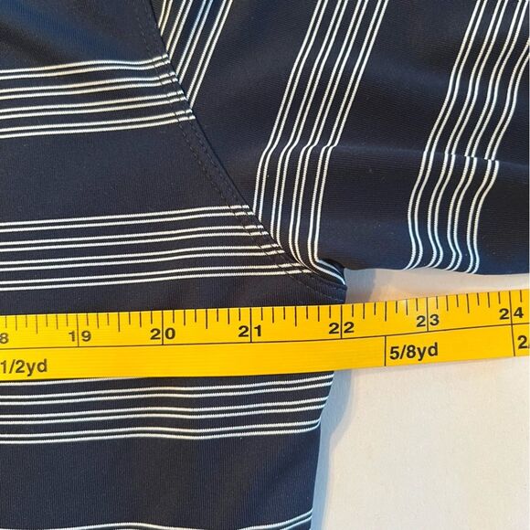 Nike Golf Shirt Mens L Navy White Striped Tour Performance Dri Fit Polo - Picture 8 of 9